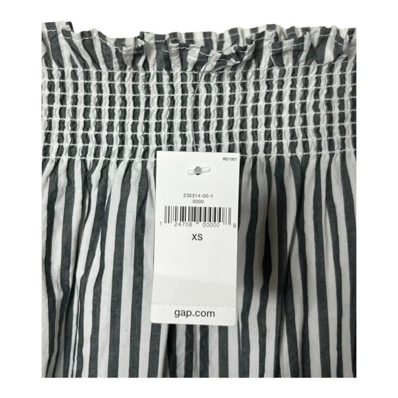 1477. GAP OFF SHOULDER TOP SMOCKING STRIPES PATTERN GRAY/BLACK/WHITE INโ COLOR - Picture 6 of 10
